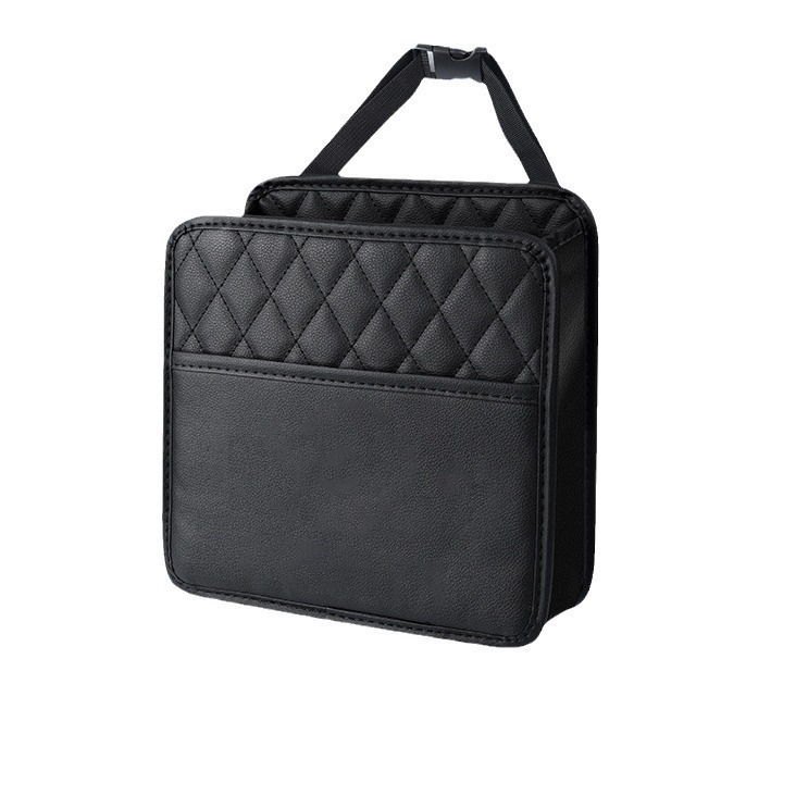 Bolsa de almacenamiento de cuero en la parte posterior del asiento del automóvil, bolsa de almacenamiento multifuncional, logotipo de automóvil, pequeño regalo