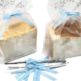 7.5*7cm淡蓝色婚礼礼物装饰铁丝蝴蝶结双面涤纶丝带手工手工制作