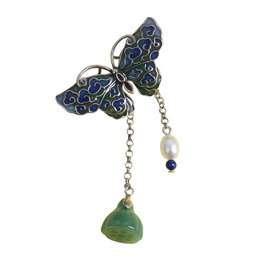Wholesale Ancient Style Enamel Butterfly Brooch, Hairpin Flower, Women's Collar Pin, Qipao Ancient Costume Chinese Ethnic Style Accessory Pin