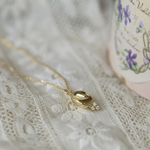 Autumn whisper ~ S925 silver plated 14K gold crisp ring tone Lily of the valley flower bud sterling silver pendant clavicle chain necklace female
