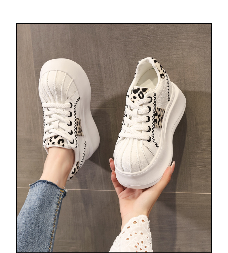 Giày sneaker nữ đế dày tăng chiều cao phong cách thể thao — Trắng hồng chi tiết 14