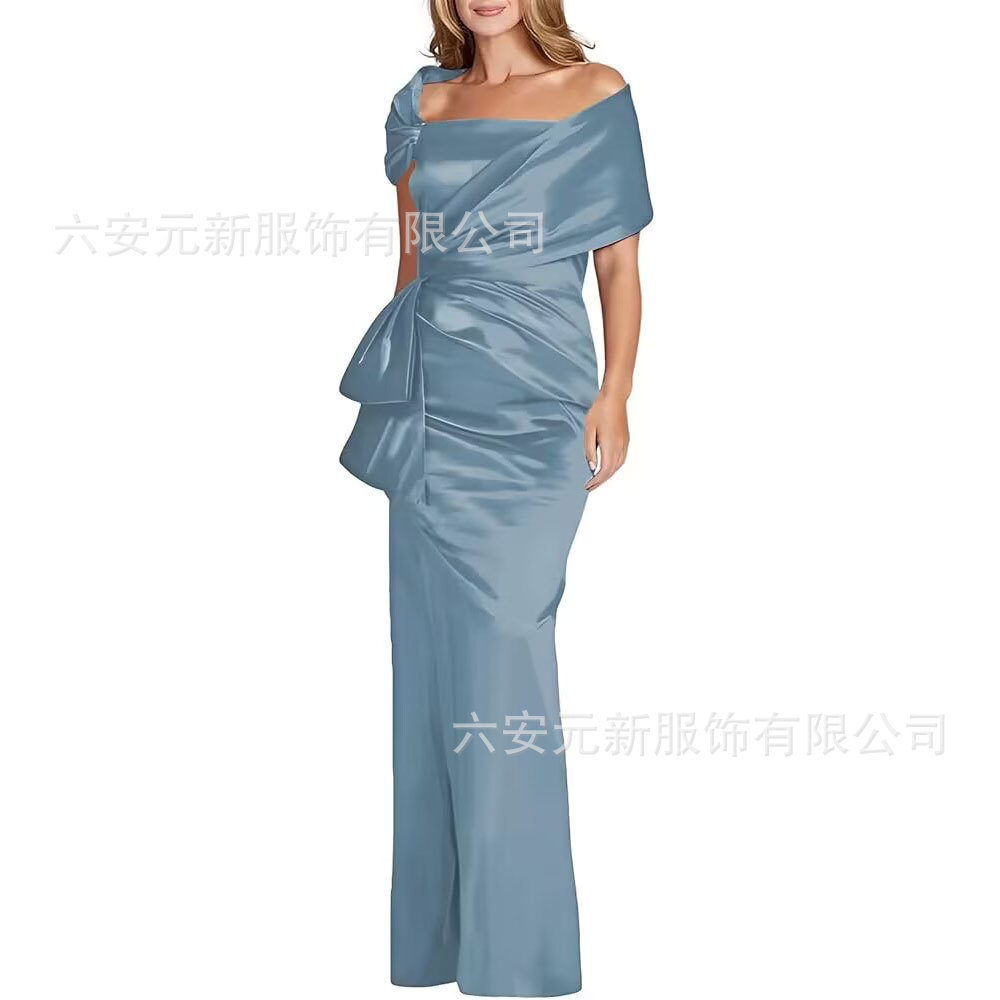 Comercio exterior de Europa y los Estados Unidos Amazon AliExpress nuevo vestido de baile de satén de cola de pez azul tibetano vestido de boda de madres