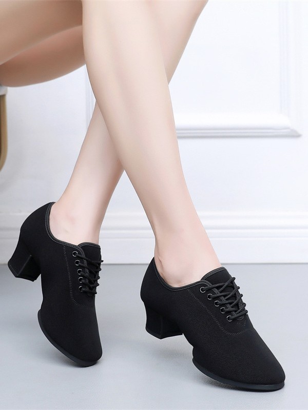 Zapatos de profesor de tacón alto de las mujeres zapatos de baile latino de tela Oxford zapatos de baile de fondo suave profesional zapatos de baile cuadrados de baile de jazz image 7