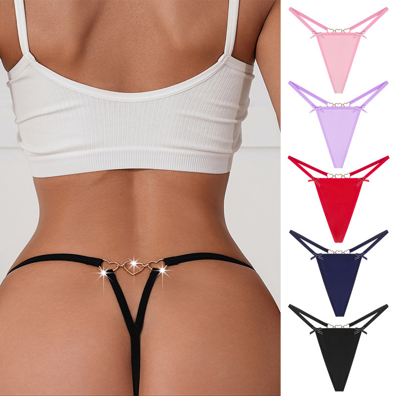 Foreign Trade European and American Women's Thong Panties, Hot and Sexy, with Heart Chain and Bow, Low-Waist, Seamless Women's Underwear Foreign Trade European and American Women's Thong Panties, Hot and Sexy, with Heart Chain and Bow, Low-Waist, Seamless Women's Underwear