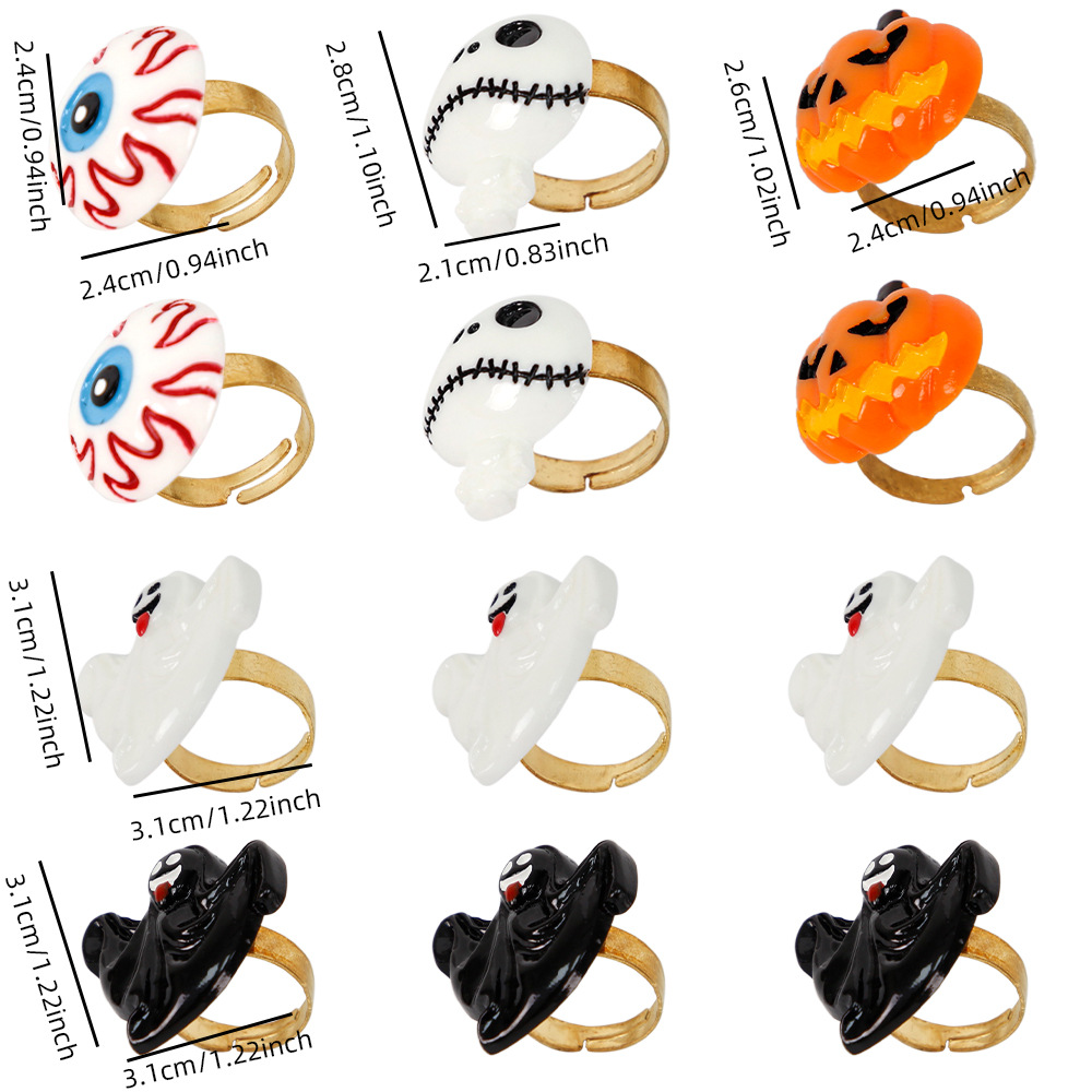 Nuevo anillo fantasma de Halloween transfronterizo para niños Adulto festival de fantasmas decoración de fiesta dibujos animados anillo de calabaza ajustable