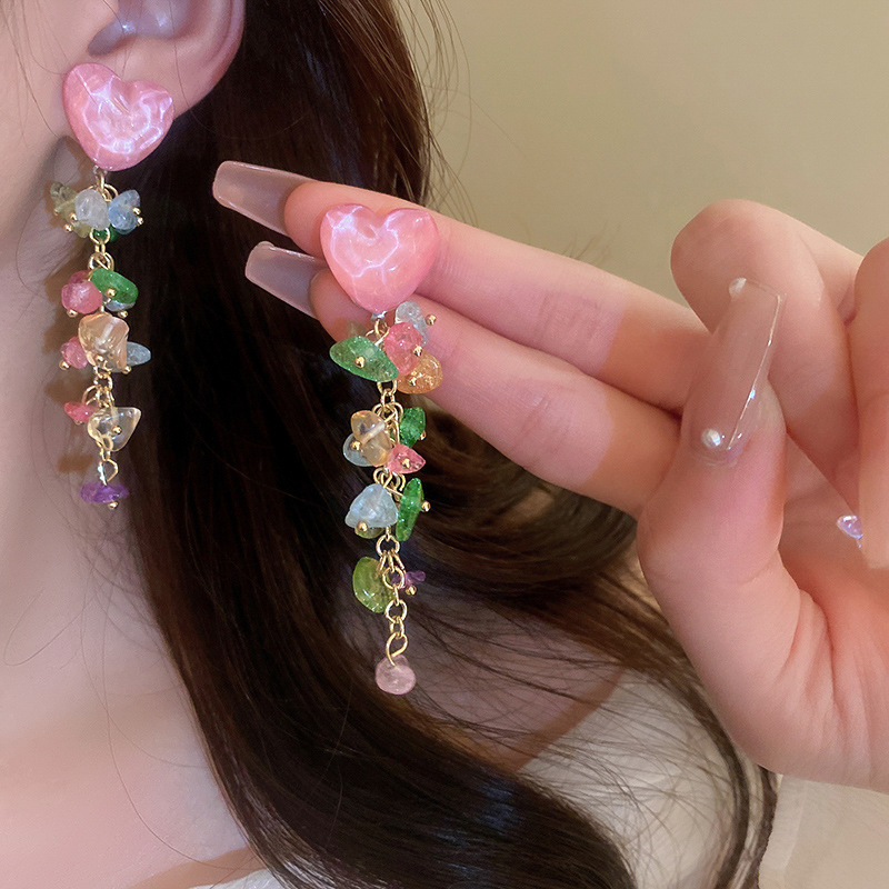 Earrings Classification 1 Pair Casual Sweet Heart Shape Flower Bow Knot Beaded Plating Inlay Copper Crystal Earrings