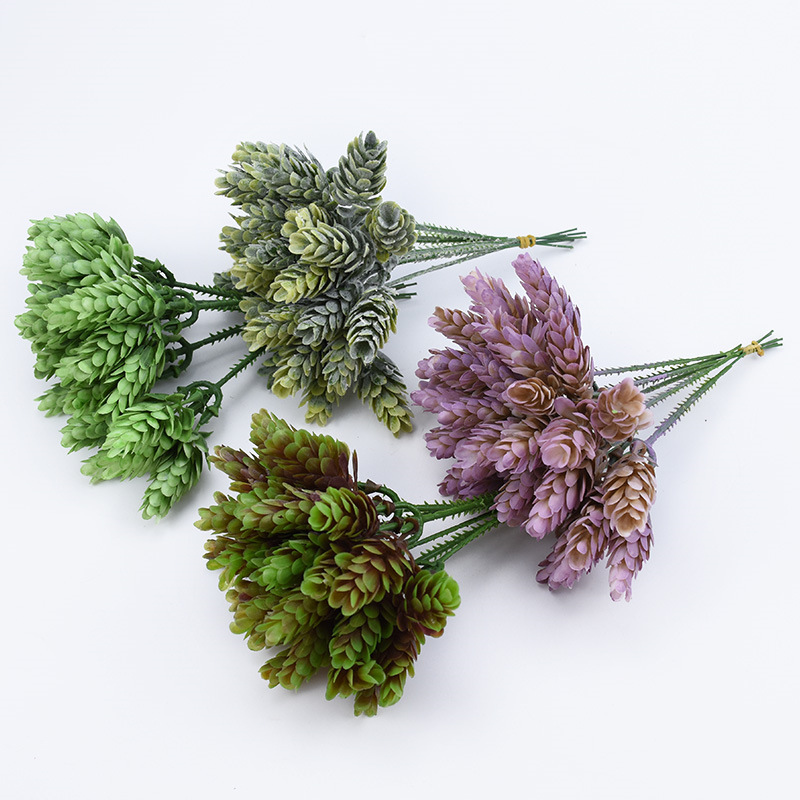 Cross-border exclusivo plástico corsage piña hierba flor artificial diseñador de flores de bricolaje arreglo floral planta verde pared flor decorativa