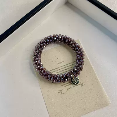 hair tie for women, adult: Saç üçün rezinlər - 6-grape-purple-approximately-6cm-imitation-crystal-elastic-band-alloy