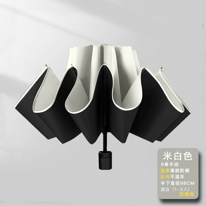 달빛 화이트-8 뼈 역 수동 비닐 우산