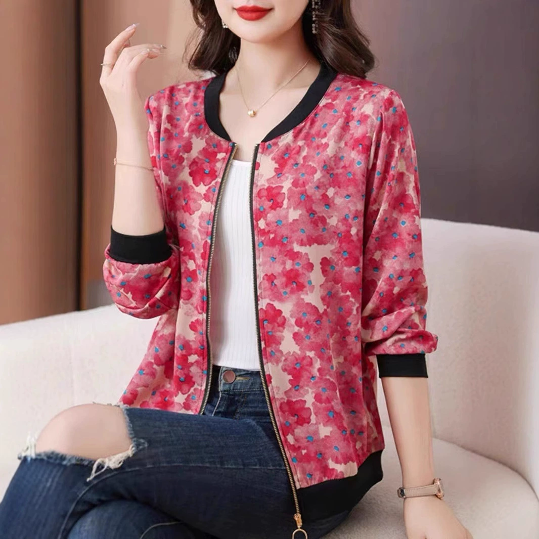 Новая одежда для матери, тонкое пальто, куртка, рубашка на молнии с длинными рукавами, солнцезащитная одежда, весенняя, летняя и осенняя одежда, рубашка на молнии для среднего и пожилого возраста, топ