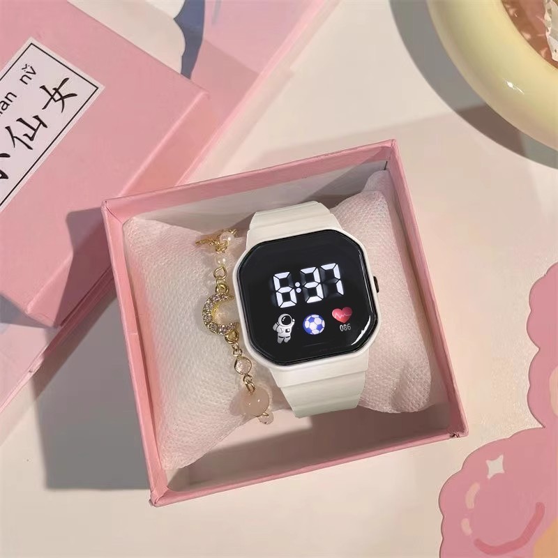 儿童电子手表只看时间女孩女童小学生女生款初中简约可爱防水防摔|undefined