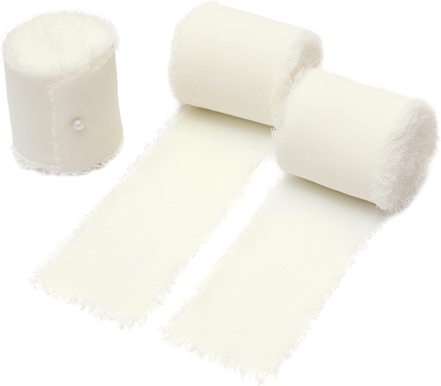 INS deshilachado gasa cinta ramo de la boda borla cinta arco decoración hilo de nieve tira de tela de seda