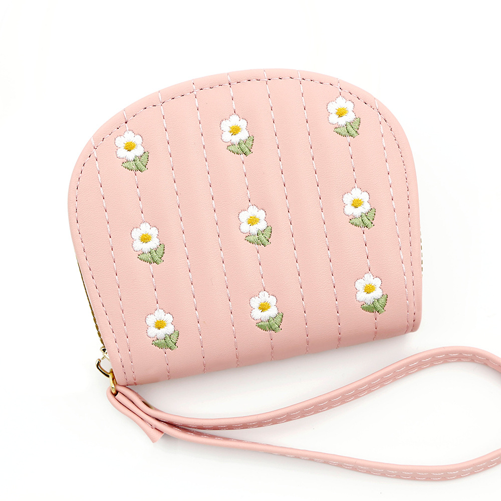 Coreano pequeño fresco bordado damas cartera corta bolsa de tarjeta de órgano bolsa de mano bolsa de mujer bolsa de cambio bolsa con cremallera bolsa al por mayor
