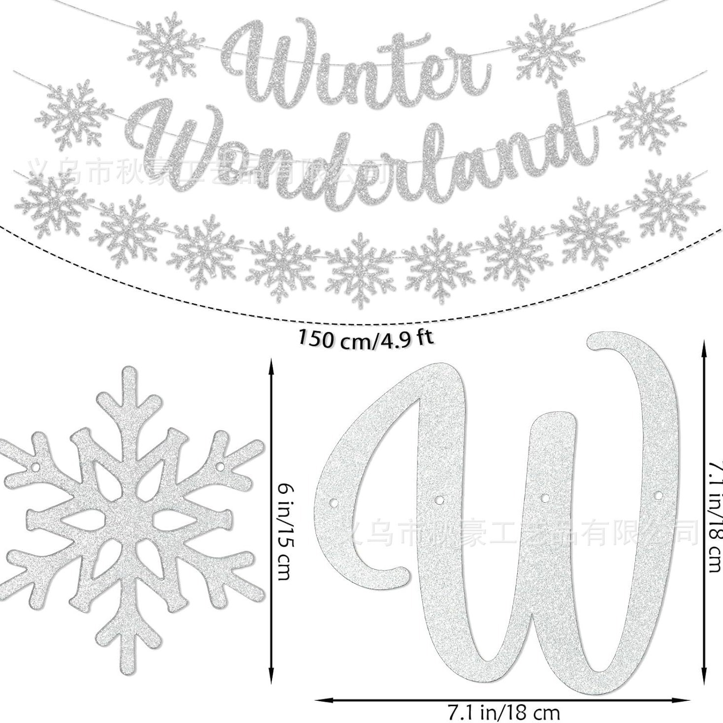 2024 nueva decoración de fiesta de Navidad de plata de nieve invierno pancarta de fiesta de Wonderland tema