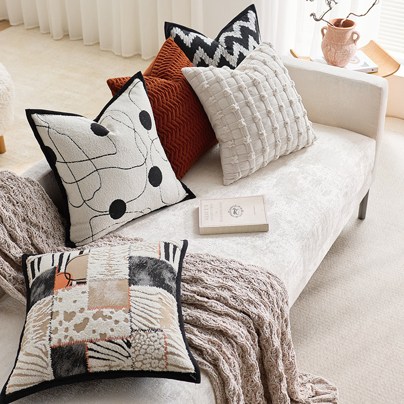 almohada de burbuja de crema sofá de color sólido almohada de sala de estar modelo cojín de habitación lujoso ligero versátil de alto nivel se siente el viento