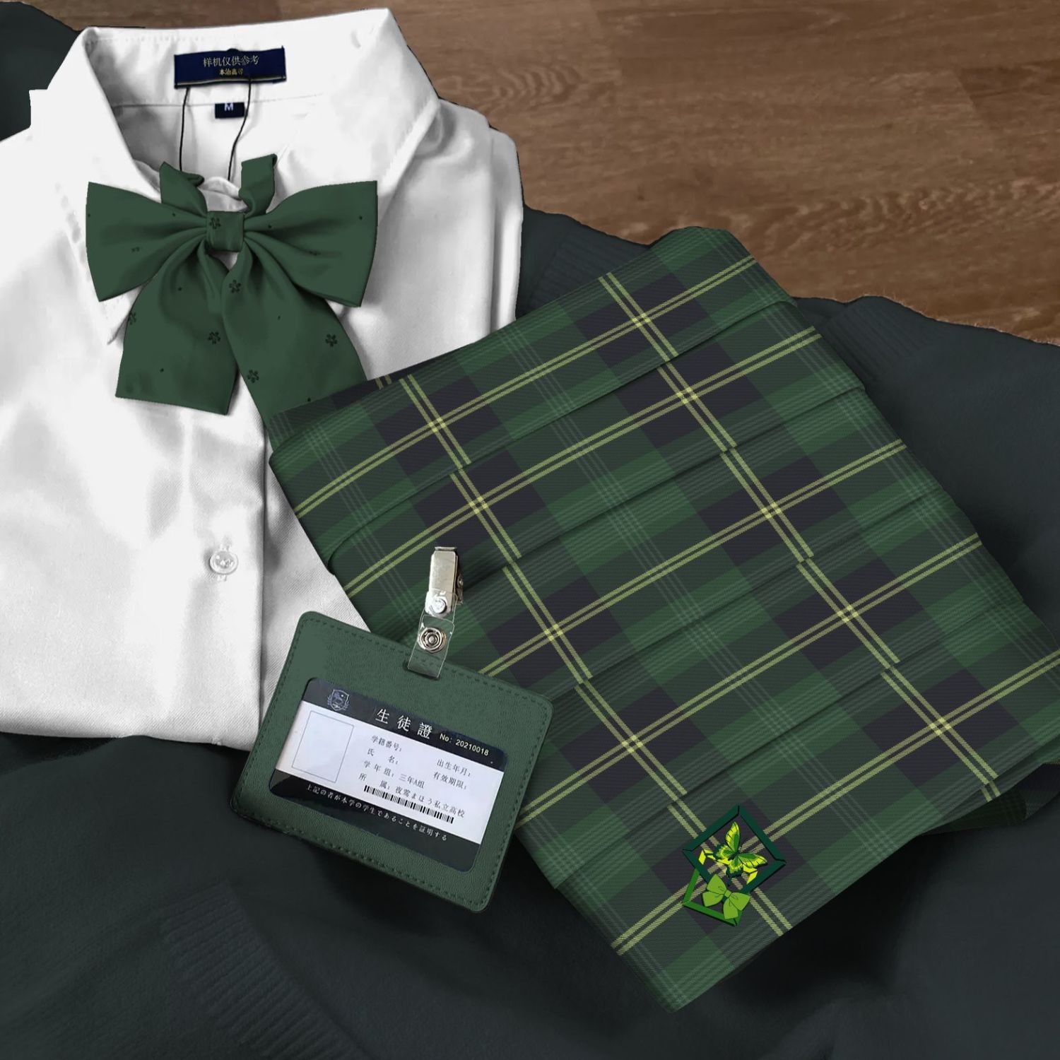 Green Forest Style Embroidered Jk Uniform Student Plaid Pleated Skirt College Short Skirt Factory Direct Sale Aliexpress Cross-Border