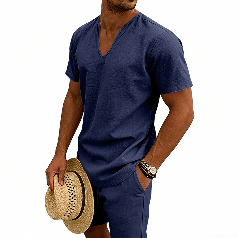 Herren Kurzarmhemd Und Shorts Set Für Den Sommer Im Urlaub_voghion.com