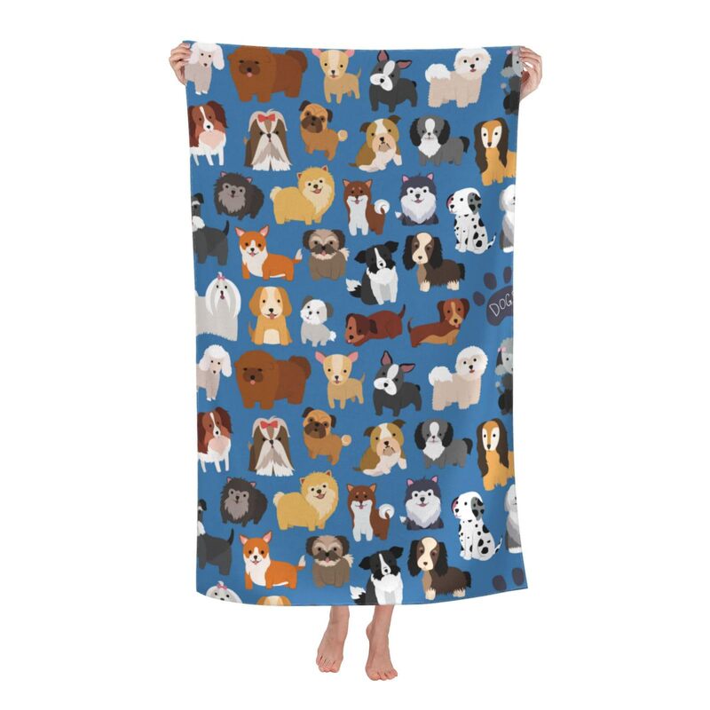 Cute Puppy Beach Towel Large Soft Absorbent Microfiber Quick-drying Oversized Bath Towel Suitable for Bathroom Ladies