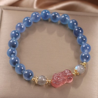 Celebridad en línea estilo étnico diseño original corazón ágata pulsera femenina caqui Ruyi Yanyuan caqui colgante pulsera