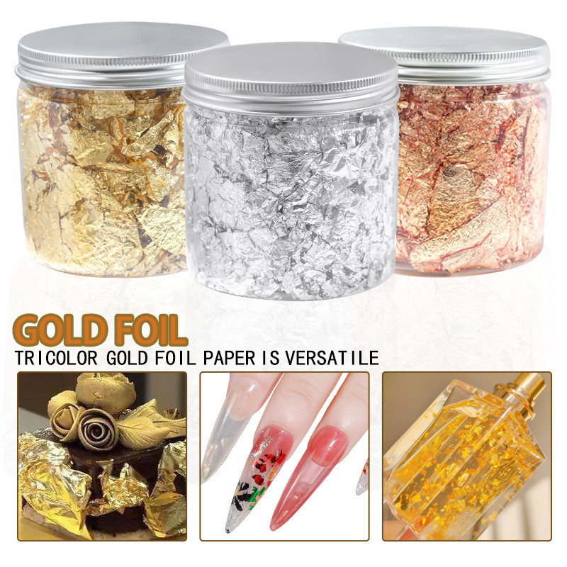 New Japanese Style Manicure Gold Foil Paper Fragments Gold Foil Silk Silver Foil Tin Foil Phototherapy Nail Polish Glue DIY Patch Jewelry