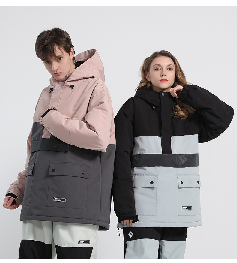 Dubbelzijdig reflecterend, warm, waterdicht, glow-in-the-dark ski-hoodie, enkelzijdig kleurenpak met bijpassende sneeuwlaag_voghion.com