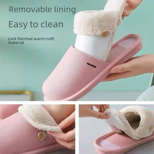 Winter Cotton Slippers, Washable Home Use, Unisex Shoes, Warm, Couple Slippers, Home Waterproof, Indoor Fleece Slippers, Trendy