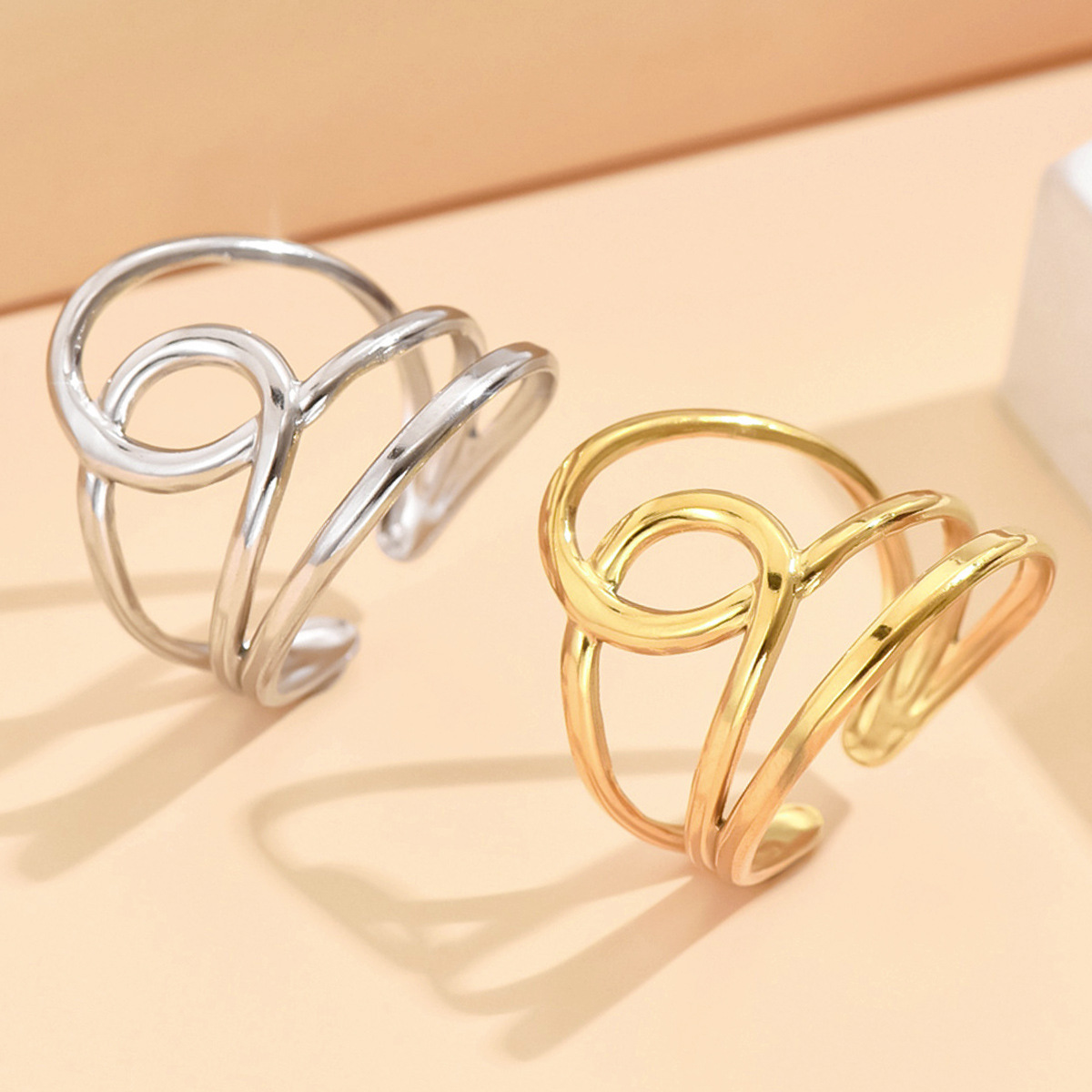geometric adjustable ring stainless steel