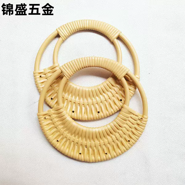 Round Imitation Rattan Handle, Plastic Rattan Handle, Woven Bag Handle, Handmade Bag Handle, Clasp