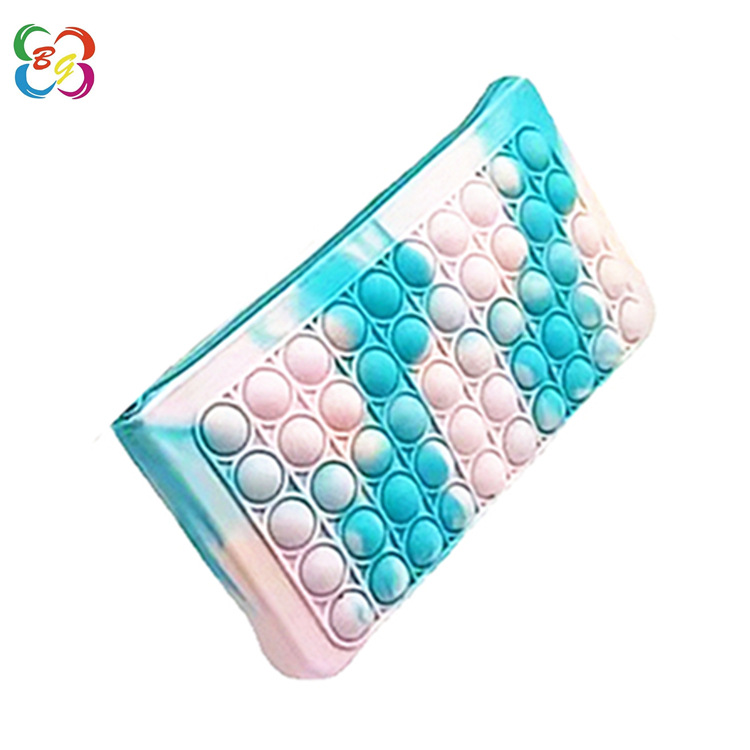 De silicona de gran capacidad de la burbuja caja de lápices de música de color del arco iris descompresión cremallera bolsa multifuncional estudiante papelería bolsa de almacenamiento caja de lápices