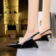1097-K27 Fashion Lacquer Leather Shallow Mouth Pointed Hollow Back Strap High Heel Slope Heel Shoes Women's High Heel Shoes