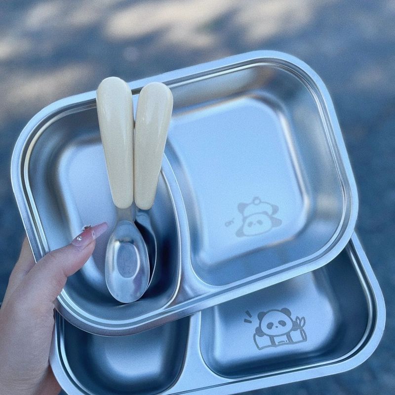 316ステンレスの子供の食事の皿の幼稚園の家庭用の赤ちゃんのステンレスの食事の皿は転びを防ぎます。|undefined