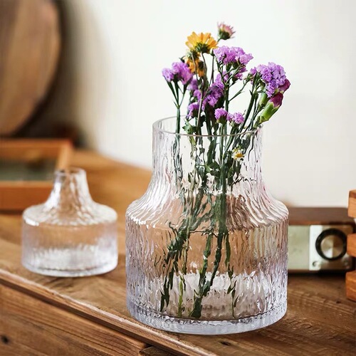 Finnish Glacier Vase Nordic Light Luxury Minimalist Transparent Glass Flower Water Cultivation Decorative Vase Dining Table Flower Arrangement Ornament