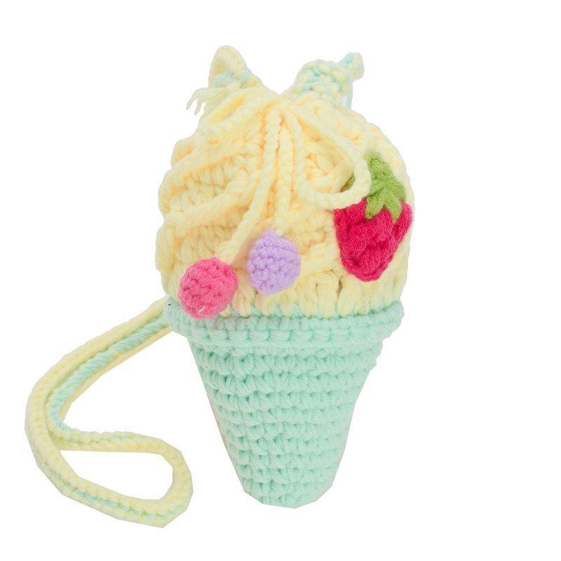 Caricatura encantadora bolsa de hombro de gancho para niños y niñas, helado dulce para padres e hijos, bolsa de mochila, otoño y invierno, nueva bolsa de fresa
