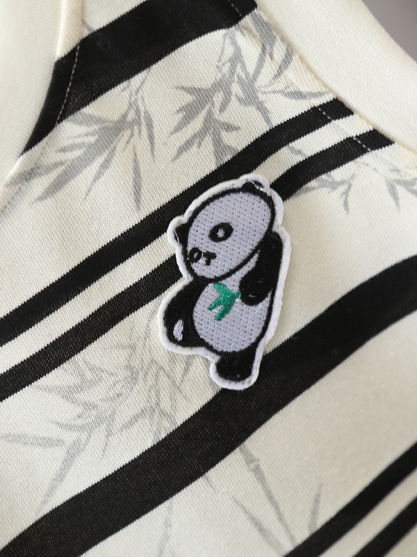 Conjunto Infantil a Rayas 7373, Nuevo Estilo 2026, Chaleco sin Mangas con Diseño de Panda para Niños, Conjunto de Dos Piezas Moderno para Bebés en Verano