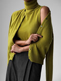 Bộ vest cardigan màu xanh lá cây