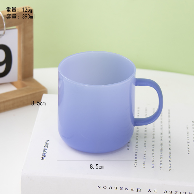 Ins simple taza de vidrio de jade blanco y azul creativo taza de marca de macarón de oficina en el hogar taza de café estética vertical