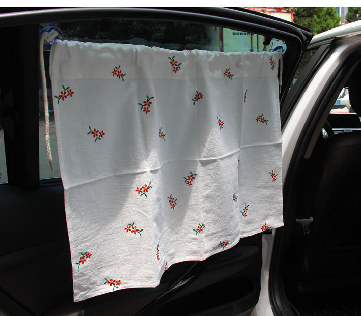 Car curtains – Qìchē Sunshade Curtain Light - white-floral-6848cm