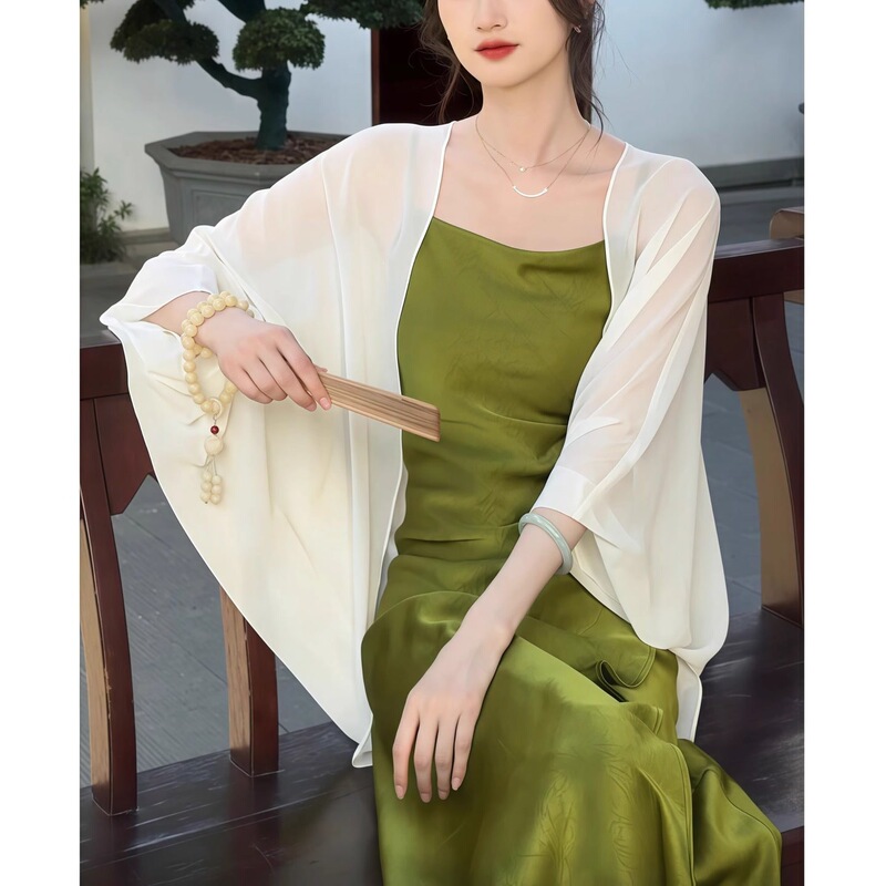 2026 new cape with cheongsam shawl, Korean-style sun protection clothing for women, high-end sheer cardigan cover-up 2026 new cape with cheongsam shawl, Korean-style sun protection clothing for women, high-end sheer cardigan cover-up