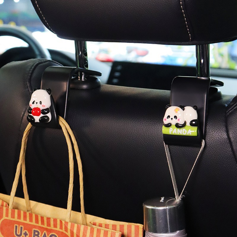Gancho negro para automóvil Gancho panda de resina asiento trasero asiento para automóvil interior de automóvil asiento trasero creativo