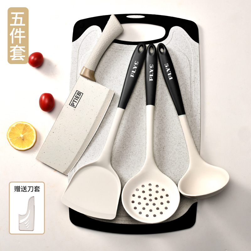 Cuchillo de acero inoxidable traje de cocina conjunto completo cuchillo de cocina tabla de cortar de silicona utensilios de cocina hogar cuchillo conjunto completo cuchillo entrega al por mayor