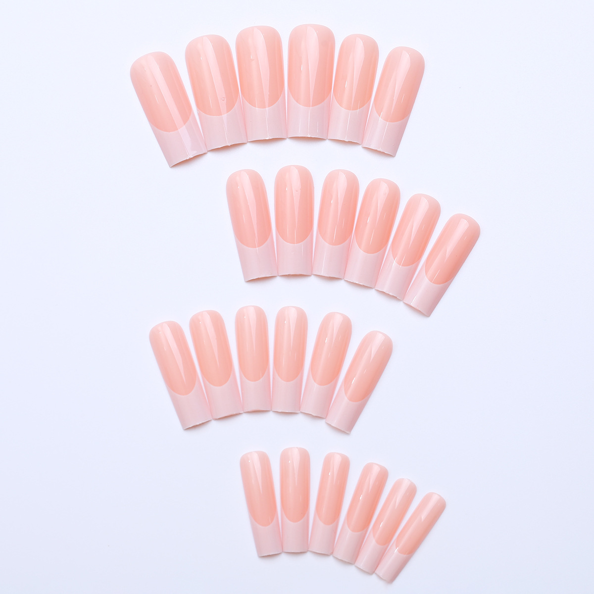 Pegatinas de uñas de uso transfronterizo Tubo de agua largo Tabletas de uñas laterales francesas blancas simples Productos terminados Presione uñas falsas nail