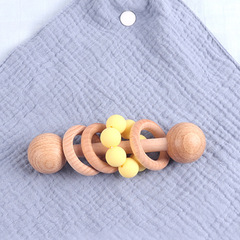 Children's rattle, colorful silicone bracelet, beech wood ball bead rattle, baby teether, molar stick, wooden craft ornament