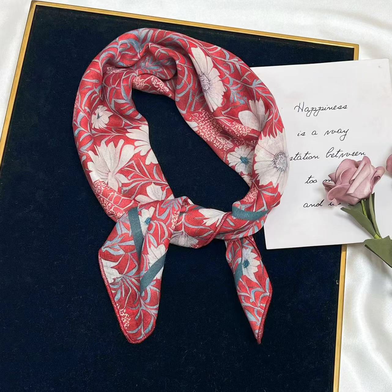 60g Weight Kerchief Classification Daily Occasion cotton and linen Material Flower Pattern Summer Season Women's Gender IG Style Style Women's IG Style Flower Cotton And Linen Kerchief 23