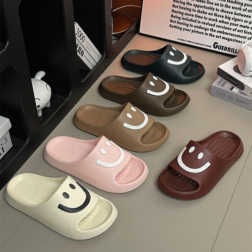 EVA slippers women's summer new cartoon smiley face couple indoor/outdoor non-slip bathroom shower hotel flip-flops