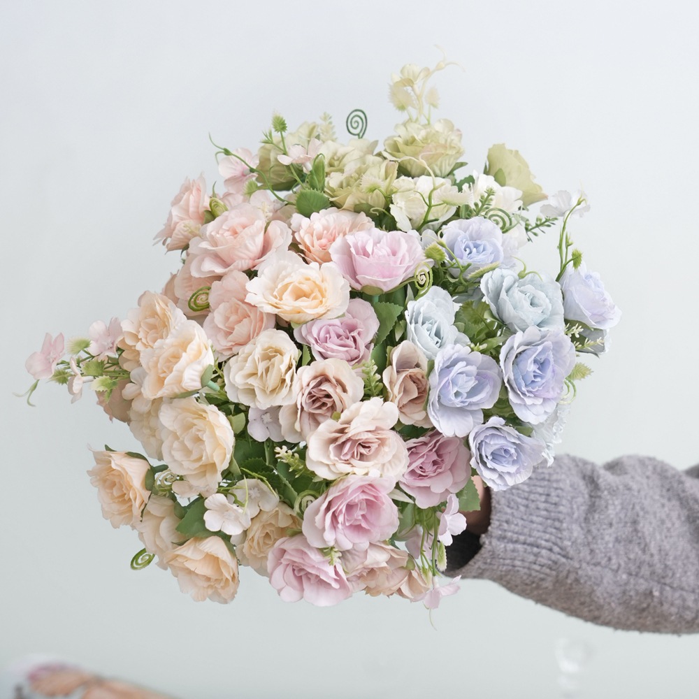 Simulated Flower Spring Maria Rose Home Furnishings Hotel Soft Decoration Flower Arrangement Cross-Border Hot Selling Fake Flowers