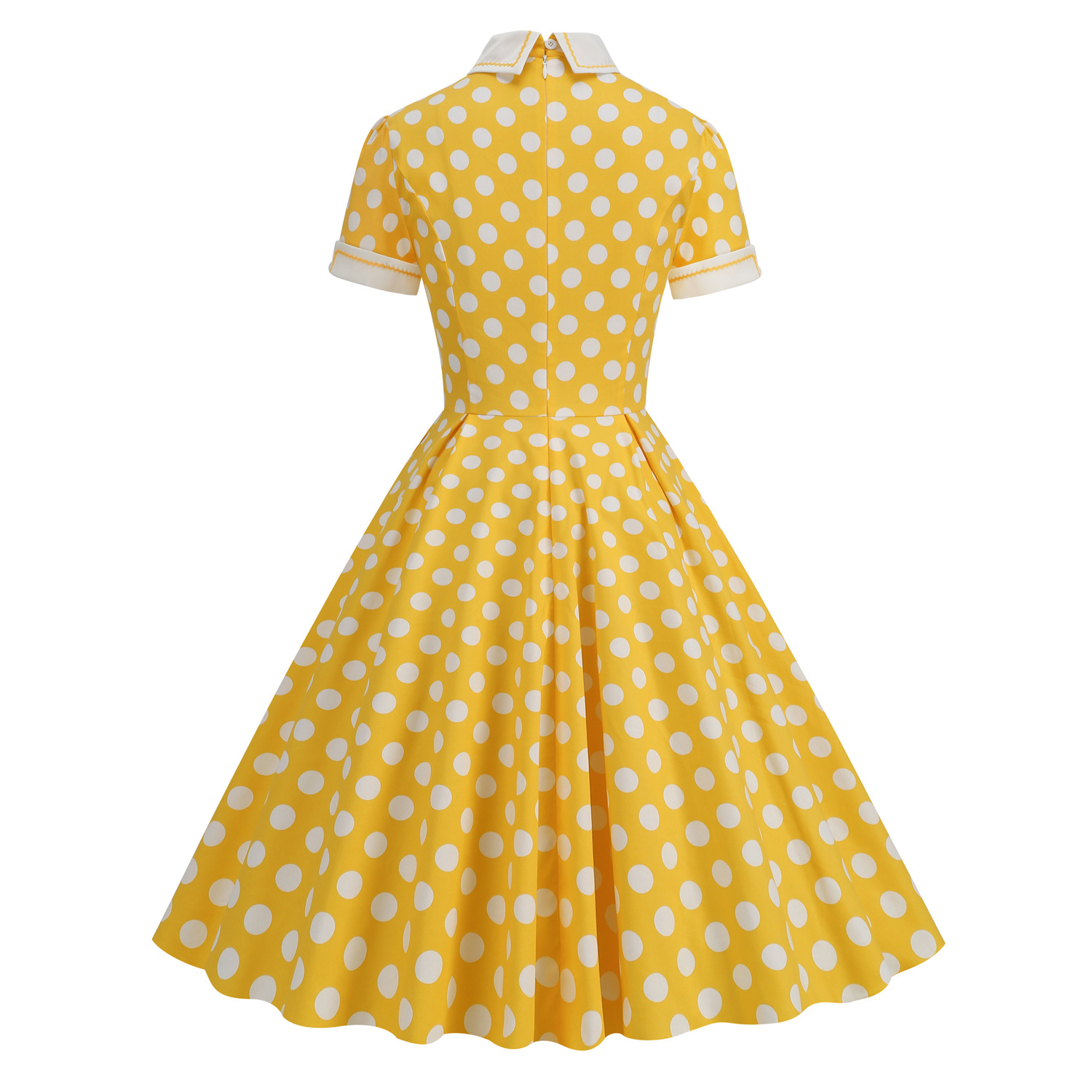 European And American Hepburn Style Court Elegant Temperament Polka Dot Photo Shoot Flared Vintage Date Bridesmaid Dress_ecoleips.com
