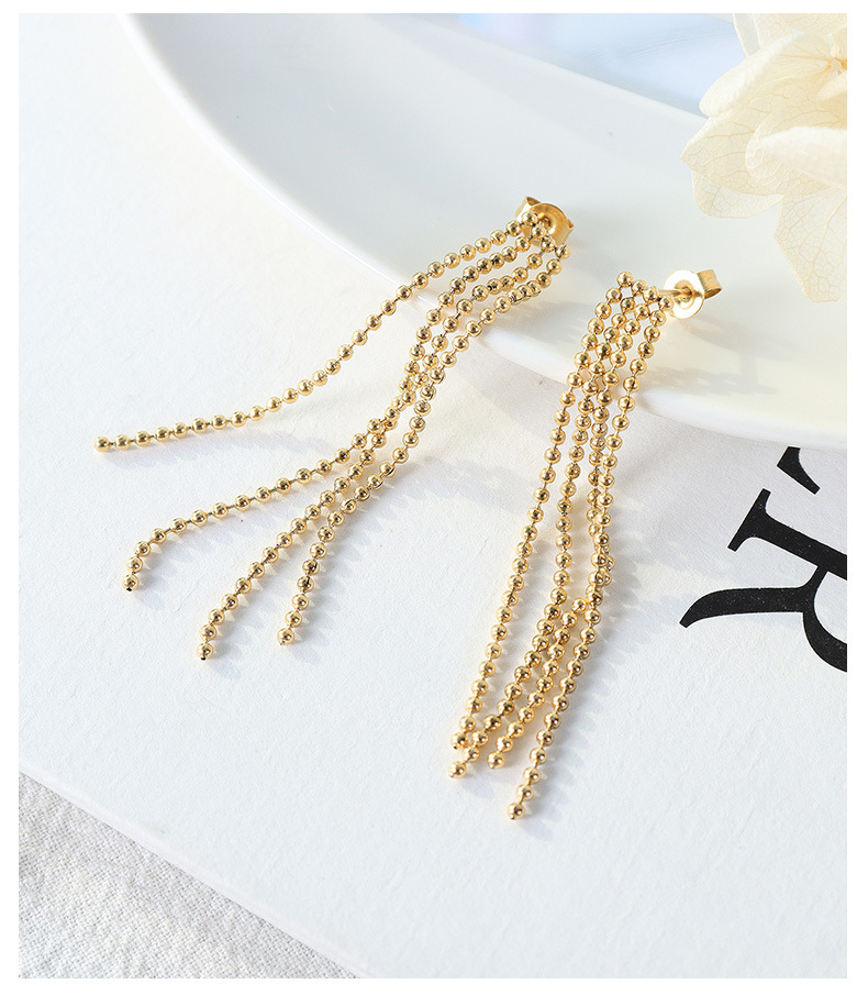 Autumn And Winter New Ins Retro Style Exaggerated Steel Ball Tassel Earrings display picture 7