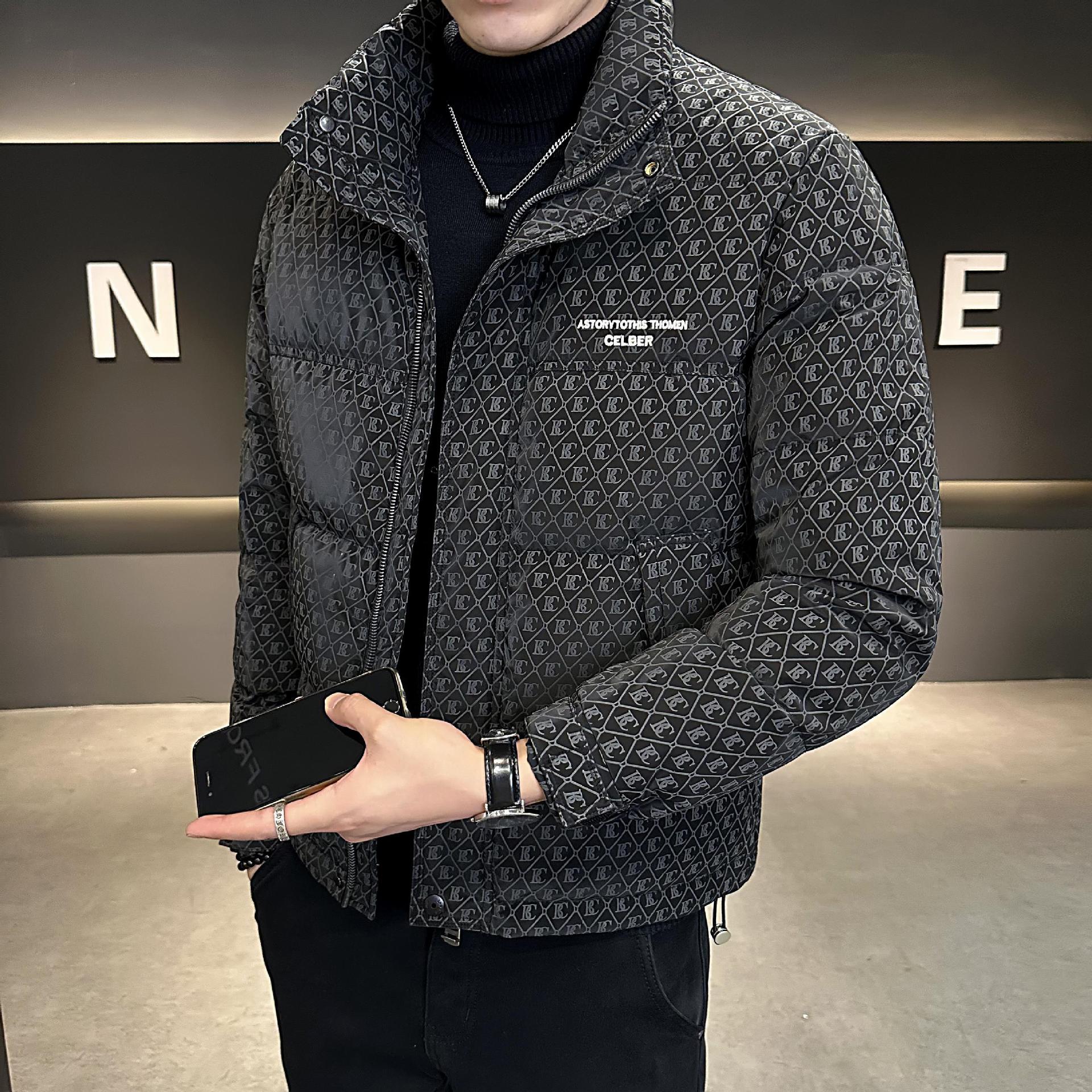 90 겨울 새 오리지널 화이트 덕 블랙 남성 다운 자켓 3 방첩 다운 쇼키퍼 스타일 패션 인쇄 한국 스타일 트렌디