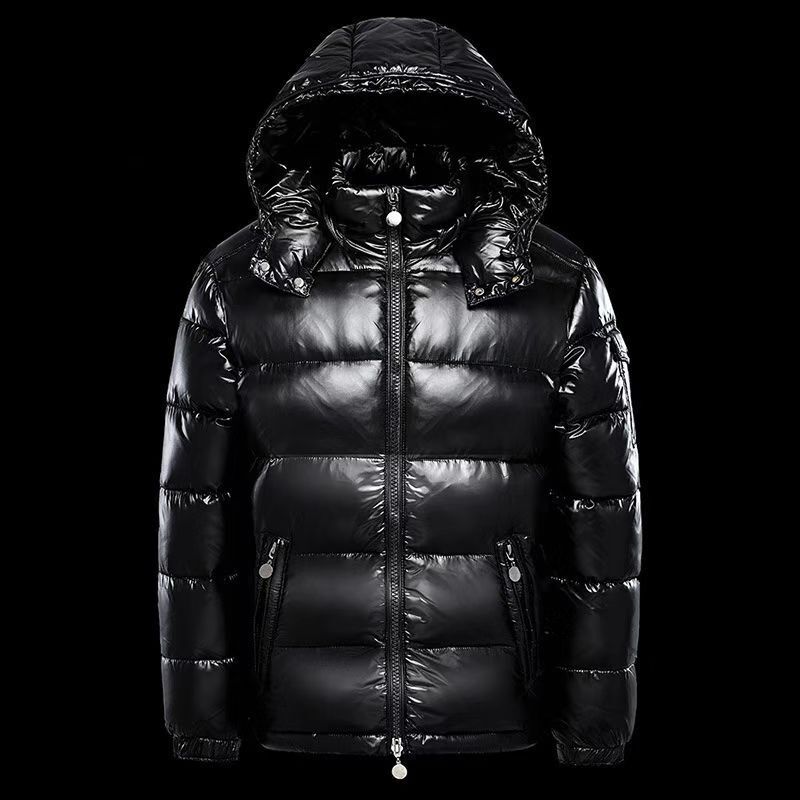 New Couple Glossy Hooded down Jacket Men and Women Fashion Hooded White Duck down Winter Warm Trendy Coat Men