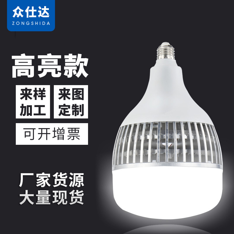大功率散热LED球泡螺口鳍片灯泡车间仓库市场商铺厂房灯具可定制 灯饰照明厂家批发实拍图